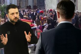 Volodymyr Zelensky at Pope Francis' funeral asking for donations to Ukraine.