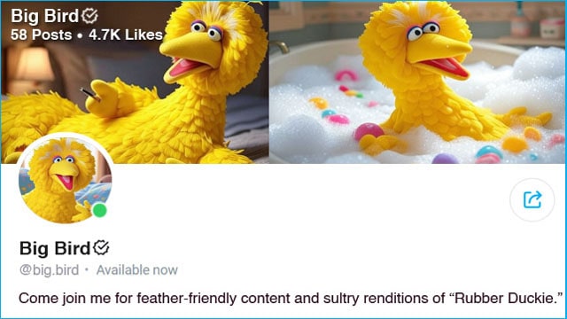 PBS Sesame Street Big Bird's OnlyFans page.
