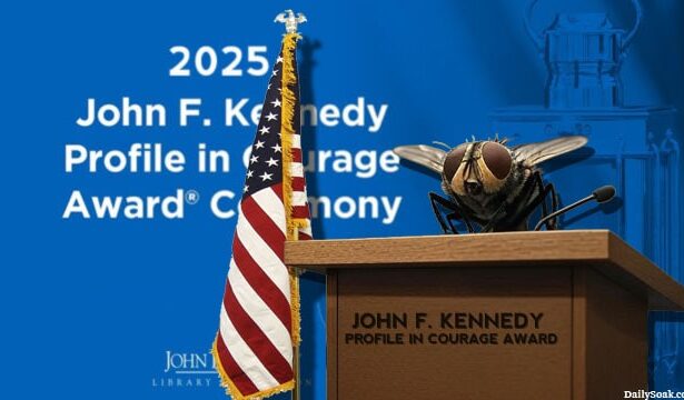 Fly that landed on Mike Pence's head sitting on podium.