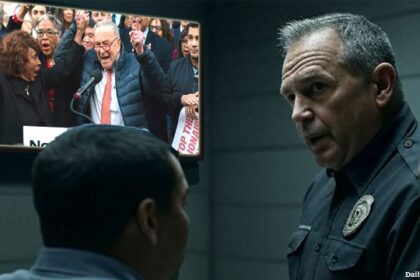 ICE agents talking to illegal aliens about Democrats protesting.