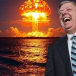 Warmonger Lindsey Graham laughing at a nuclear explosion.