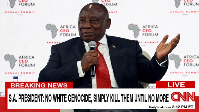 South African President speaking on the white Afrikaner genocide.