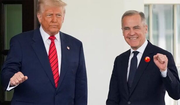Donald Trump with Chinese spy Mark carney at White House.