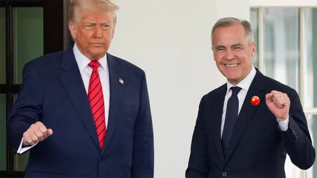 Donald Trump with Chinese spy Mark carney at White House.
