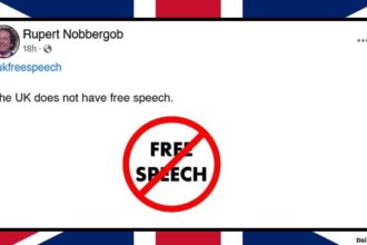 Facebook post by British man saying UK does not have free speech.