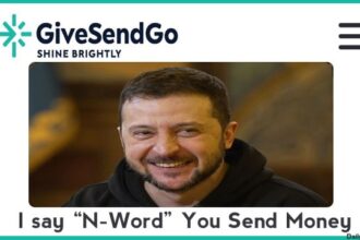Volodymyr Zelensky asking for donations.