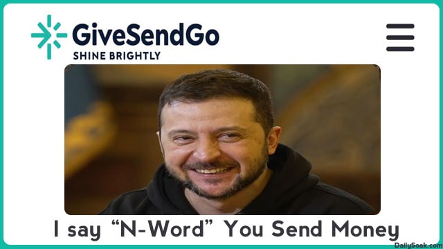Volodymyr Zelensky asking for donations.