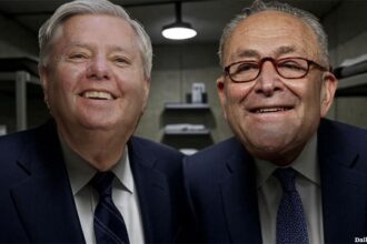Congress members hiding inside of a nuclear bunker during World War 3.