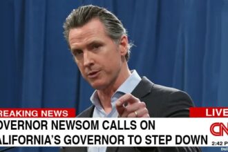 California Governor Gavin Newsom giving a speech.