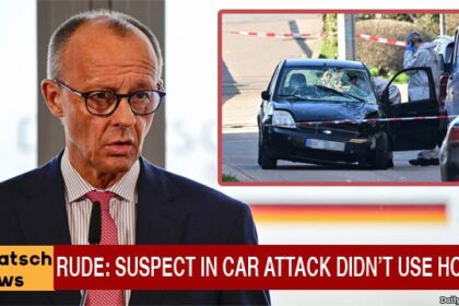German Chancellor Friedrich Merz giving a speech on terrorist car attacks.