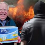 Tim Walz offering tampons to a rioter in LA riots.