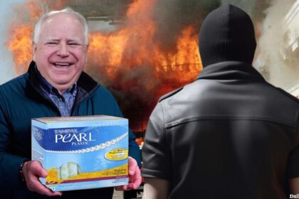 Tim Walz offering tampons to a rioter in LA riots.