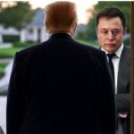 Donald Trump answering the door to see Elon Musk waiting out front of Mar-a-Lago.