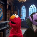 Sesame Street's Elmo inside Count von Count's castle.
