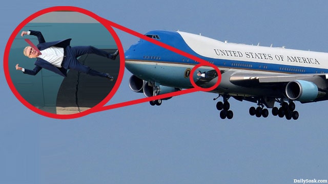 Keir Starmer on the outside of Donald Trump's Air Force One plane.