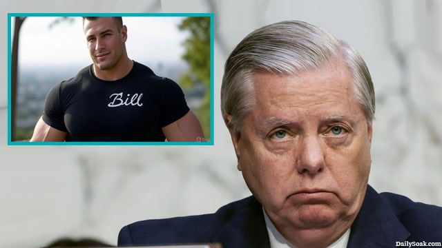 Lindsey Graham voting on the Big Beautiful Bill while thinking about a big man.