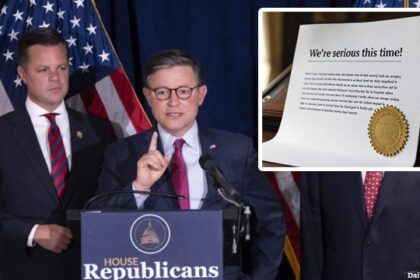 Republican Congressman standing behind podium speaking.