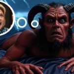 Satan scared in bed as he thinks about Hillary Clinton.