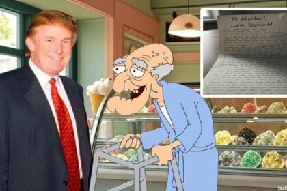 WSJ article about Donald Trump and Herbert the Pervert standing inside of an ice cream parlor.