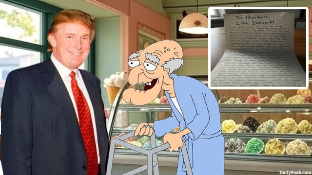WSJ article about Donald Trump and Herbert the Pervert standing inside of an ice cream parlor.