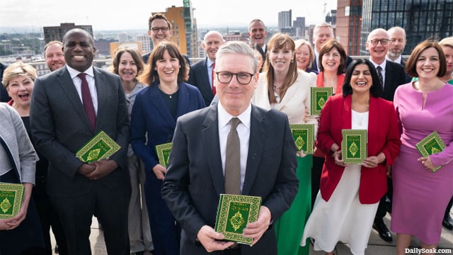 UK Labour Party members men and women standing for a group photo.