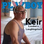 UK Prime Minister Keir Starmer wearing a bathing suit on the cover of Playboy magazine.