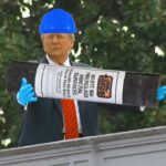 Donald Trump standing on the roof of the White House.