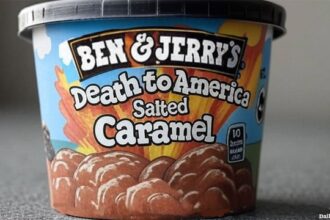 Parody Ben & Jerry's ice cream container with the words "Death to America."