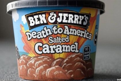 Parody Ben & Jerry's ice cream container with the words "Death to America."