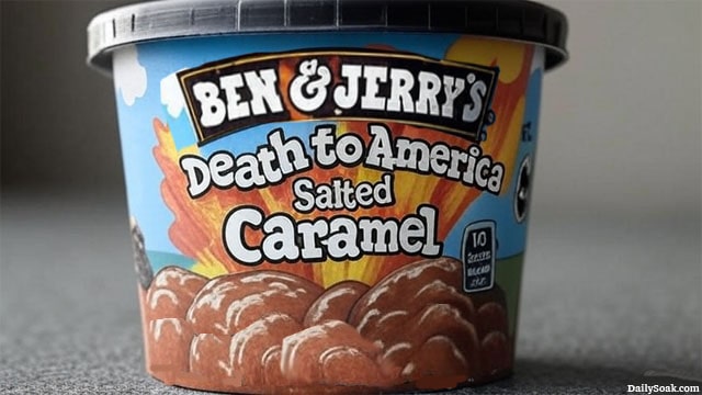 Parody Ben & Jerry's ice cream container with the words "Death to America."