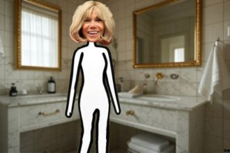 Stick figure of French President Emmanuel Macron's wife Brigitte Macron.
