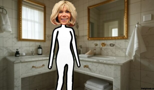 Stick figure of French President Emmanuel Macron's wife Brigitte Macron.