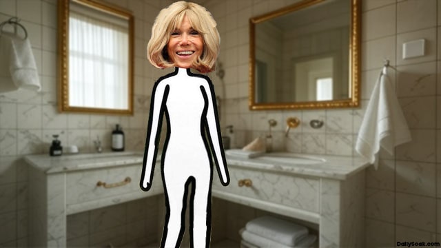Stick figure of French President Emmanuel Macron's wife Brigitte Macron.