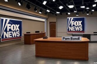 President Trump moved Pam Bondi's desk into Fox News studio floor.