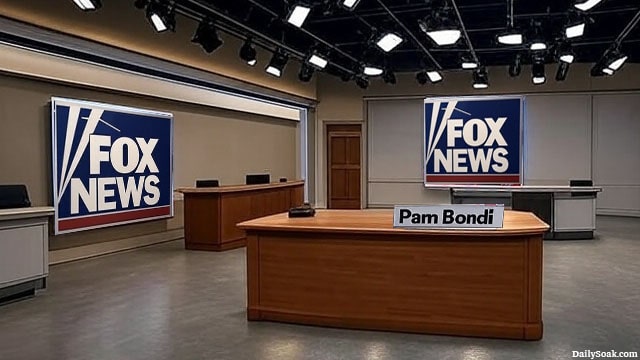 President Trump moved Pam Bondi's desk into Fox News studio floor.