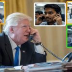 Indian male phone operators in a call center calling President Donald Trump in the White House.