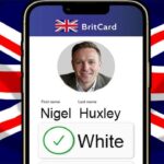 UK Prime Minister Keir Starmer's new digital ID phone in front of a UK flag.