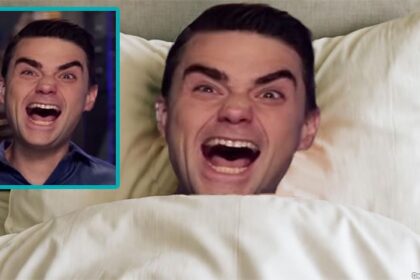 Ben Shapiro in bed screaming on a podcast.