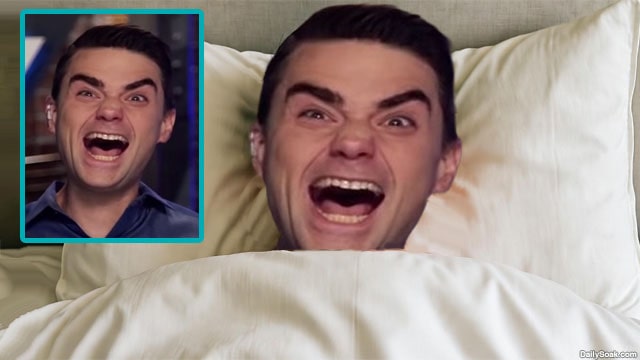 Ben Shapiro in bed screaming on a podcast.