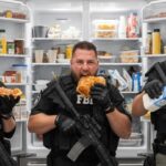 FBI agents in front of James Comey's refrigerator eating.