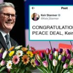 UK Prime Minister Keir Starmer giving a speech on the Middle East Peace Deal.