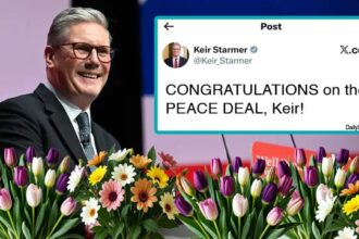 UK Prime Minister Keir Starmer giving a speech on the Middle East Peace Deal.
