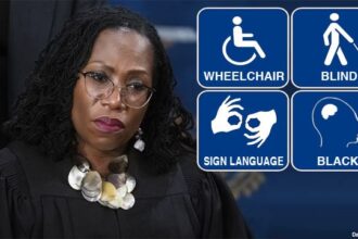 Black Supreme Court Justice Ketanji Brown Jackson in court.