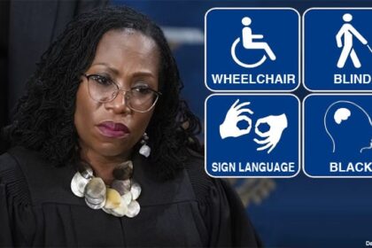 Black Supreme Court Justice Ketanji Brown Jackson in court.