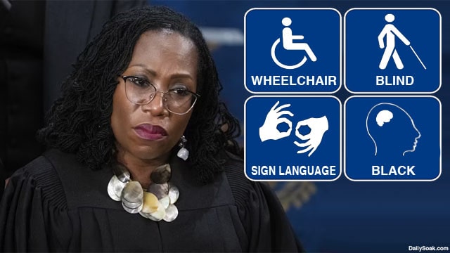 Black Supreme Court Justice Ketanji Brown Jackson in court.