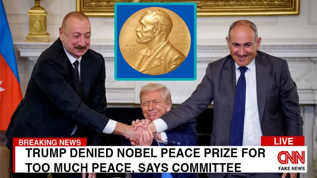 President Donald Trump in the White House with two male world leaders shaking hands.