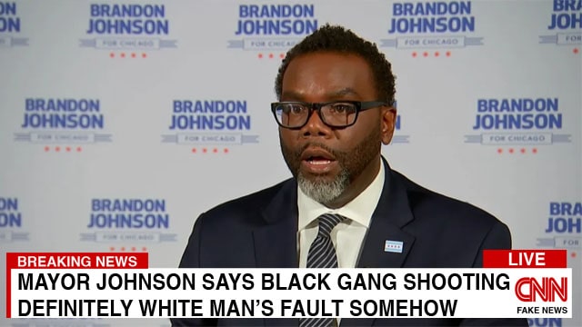 Democrat black Mayor Brandon Johnson on the recent Chicago gang member shootings.