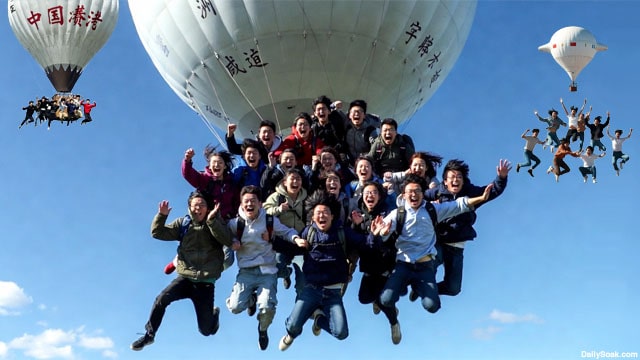 President Trump's 600,000 Chinese students jumping out of China spy balloons.