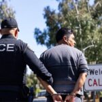 ICE agents arresting illegal aliens in California.