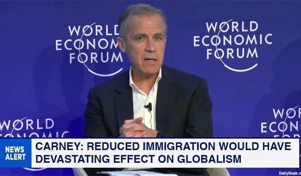 Canada Prime Minister Mark Carney giving a speech at the WEF.
